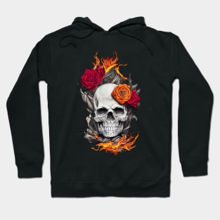 Flaming Skull and Roses Hoodie